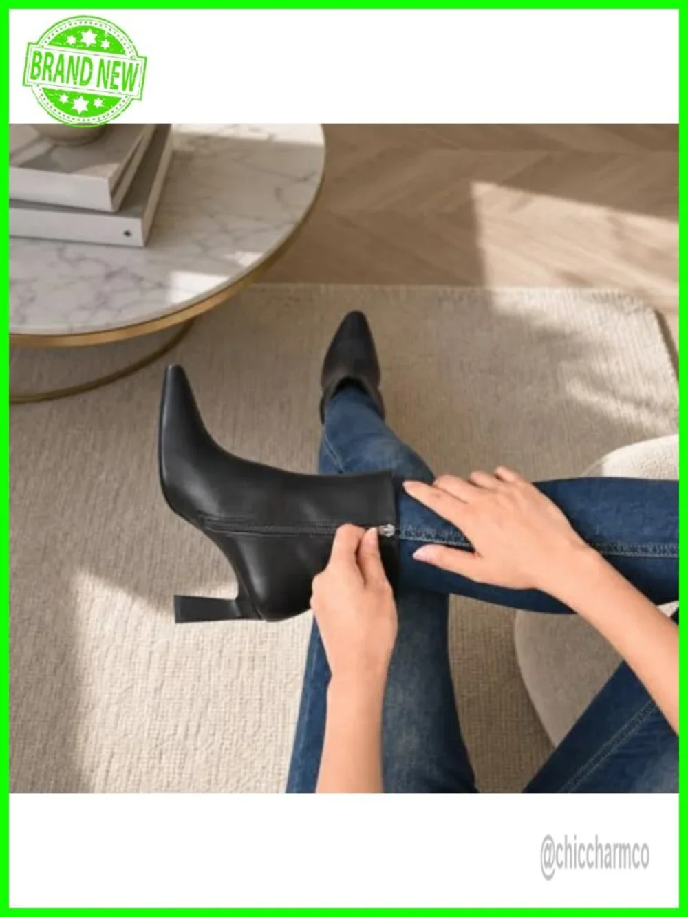 Faux Leather Kitten Heel Ankle Boots Side Zipper Pointed Toe Booties Women's